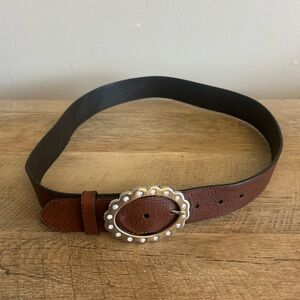 Vintage AEO American Eagle Outfitters Brown Genuine Leather Belt Sz M 1.5”Wide